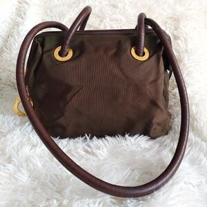 Vintage Celine Paris Nylon Leather Shoulder Bag